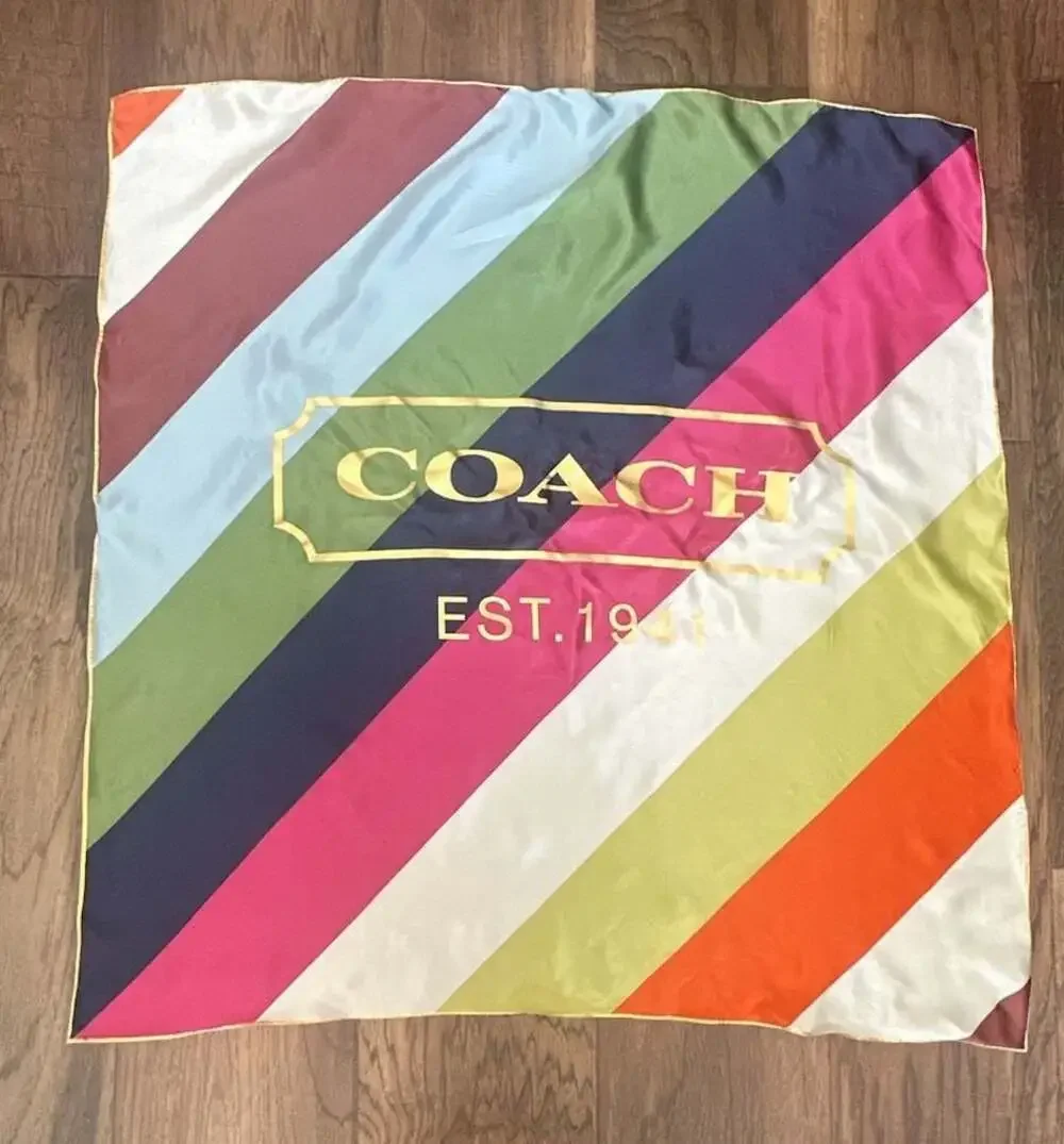 Coach Hadley Legacy Stripe Silk Square Scarf Multi